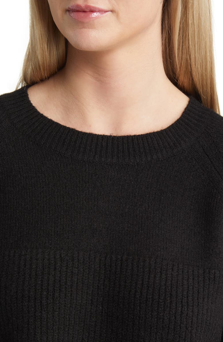 Topshop Mixed Stitch Balloon Sleeve Crop Sweater, Alternate, color,