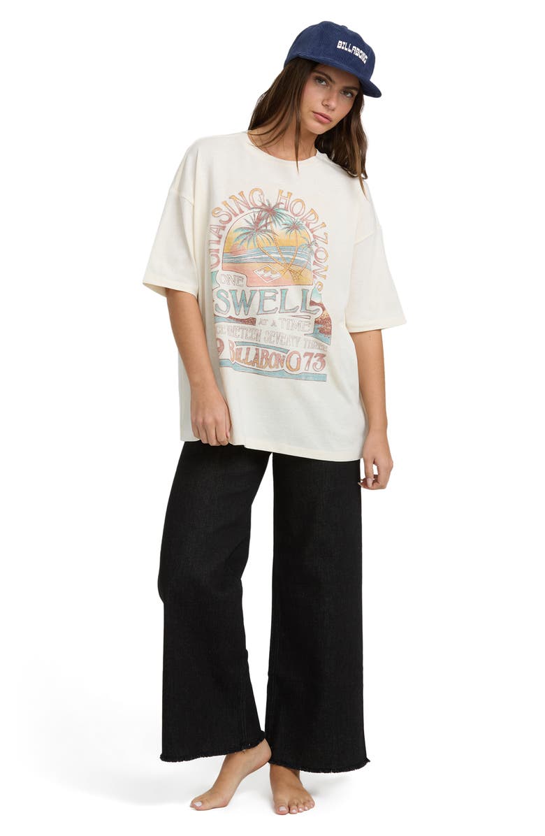 Billabong The Sun Rises Oversize Cotton Graphic T-Shirt, Alternate, color, White Cap