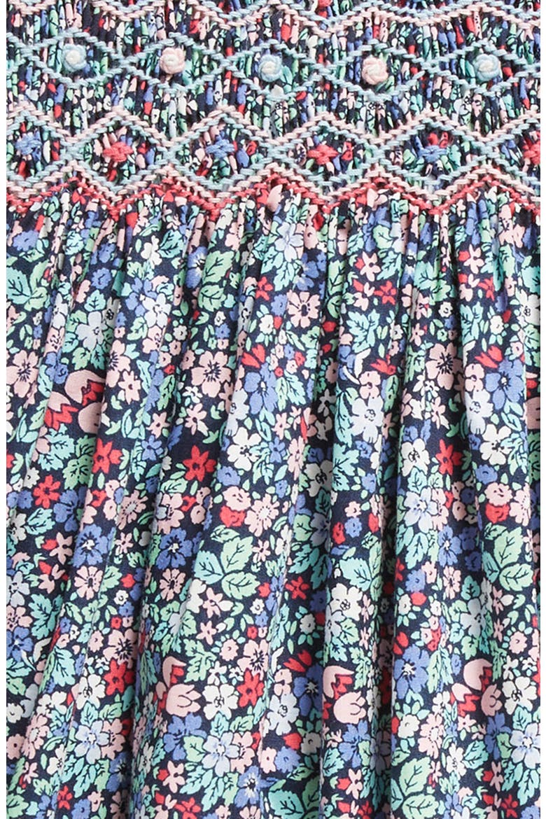 Floral Smocked Cotton Dress & Bloomers, Alternate, color, BLUE MULTI