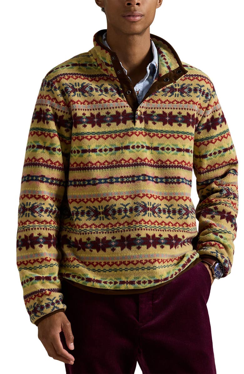 Polo Ralph Lauren Fair Isle Fleece Pullover, Main, color, Camel Combo