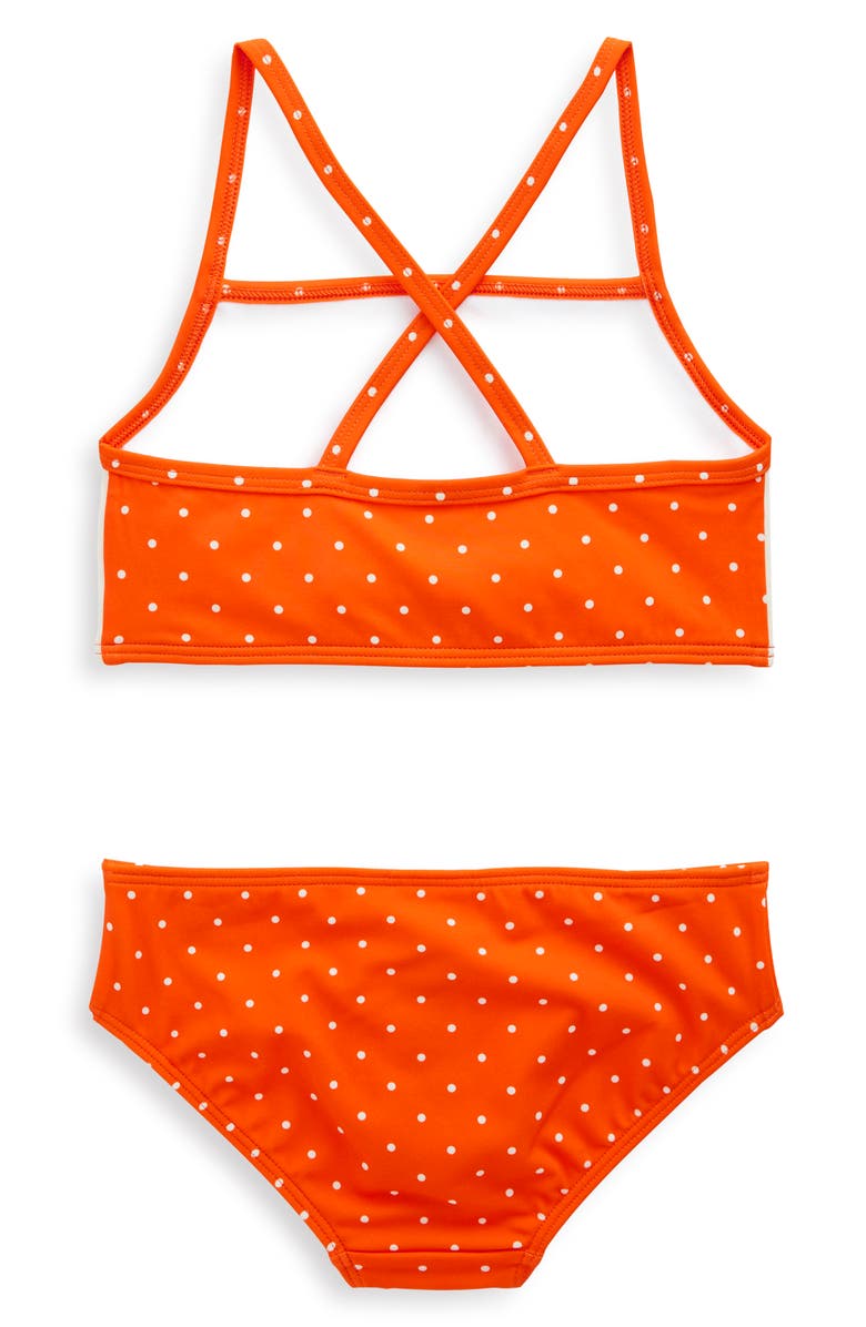 Mini Boden Kids' Embroidered Two-Piece Swimsuit, Alternate, color, Bright Orange