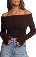 Petal & Pup Inora Foldover Off the Shoulder Rib Sweater