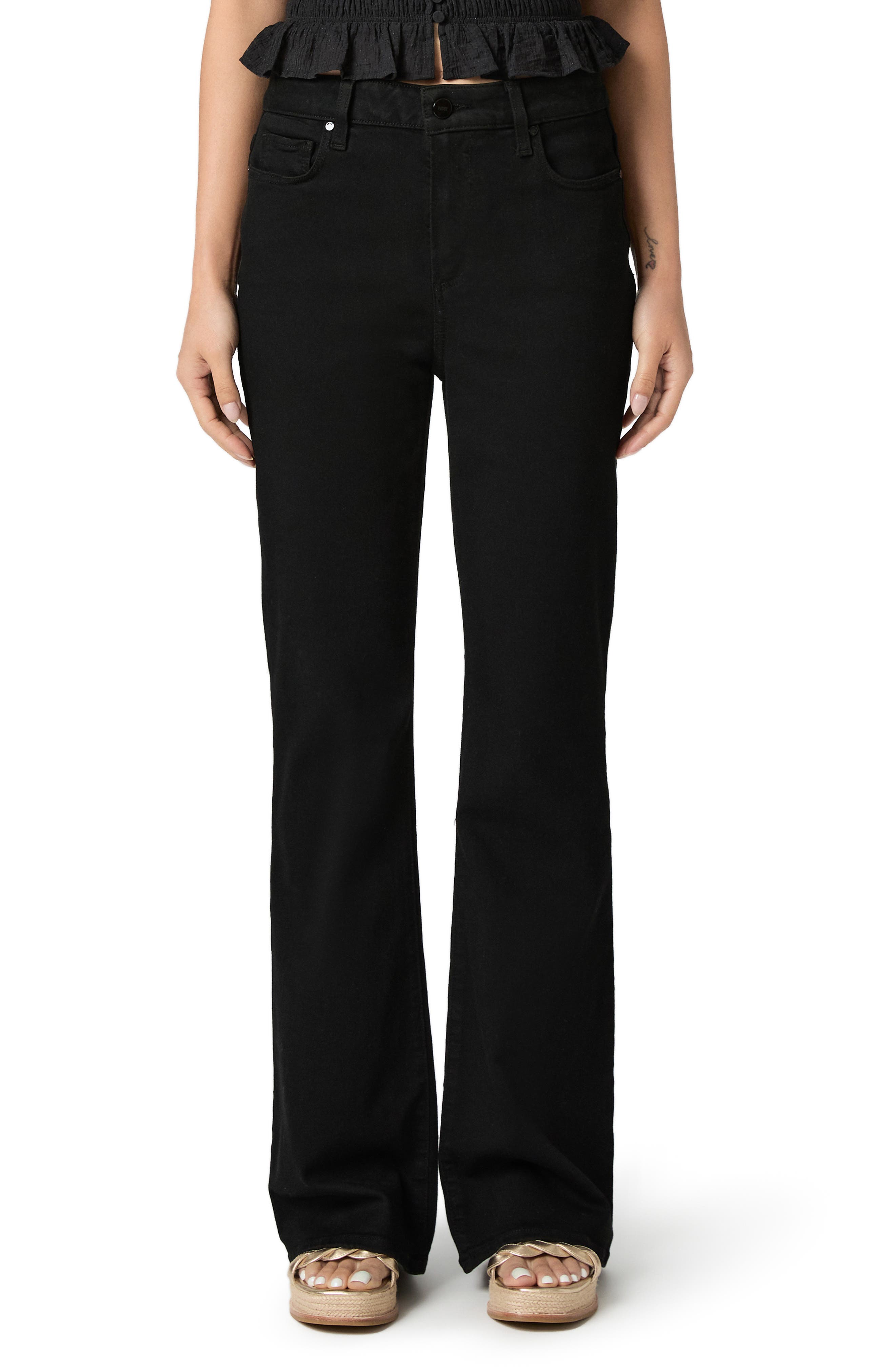 Paige Laurel Canyon High Waist Bootcut Jeans In Black