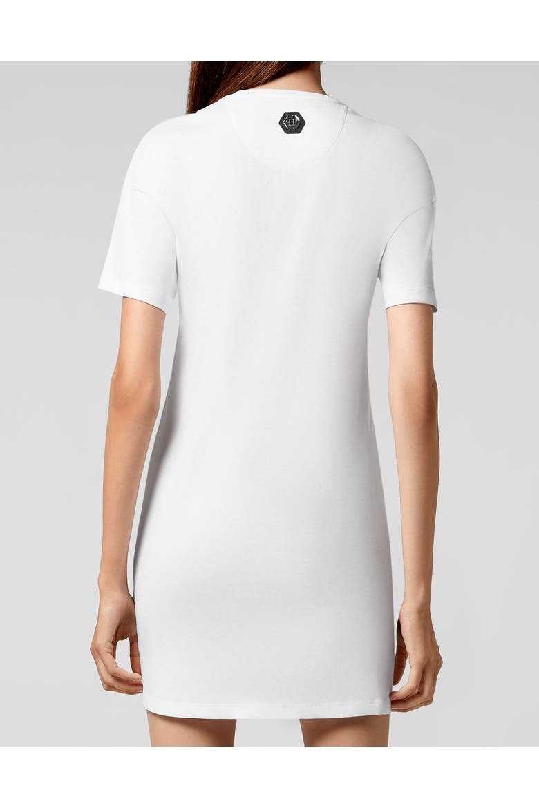 T-Shirt Short Dresses Monogram Teddy Bear Women, Alternate, color, white