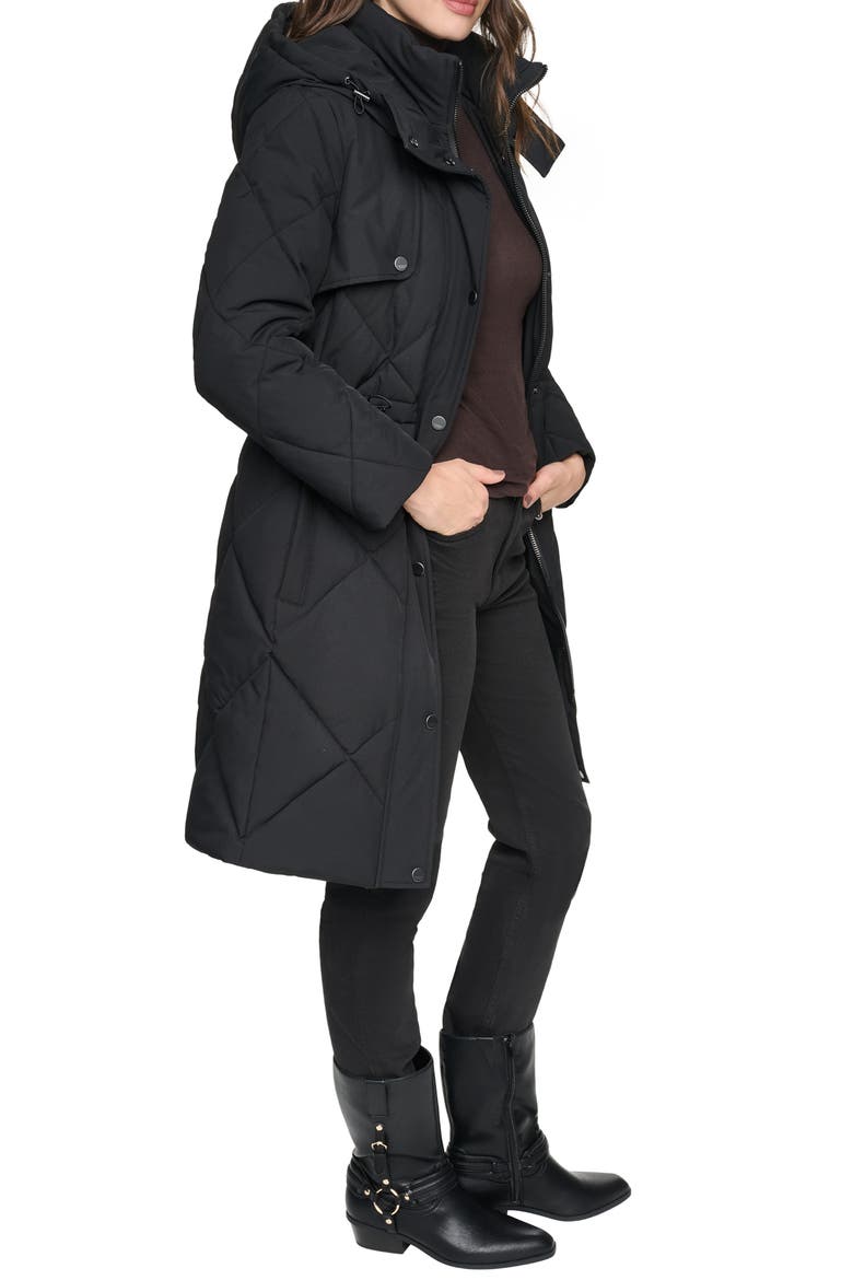 Radzee Hooded Water Resistant Quilted Parka, Alternate, color, BLACK