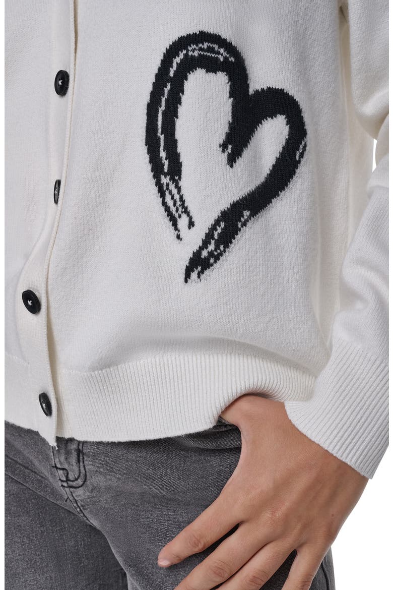 Heart Brushstroke Cardigan, Alternate, color, IVORY/ BLAC
