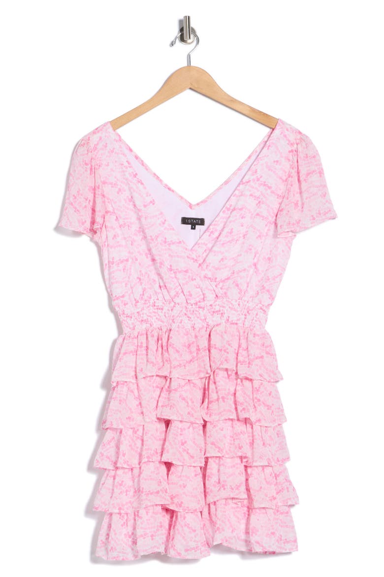 Floral Tiered Ruffle Minidress, Alternate, color, ORCHID SMOKE