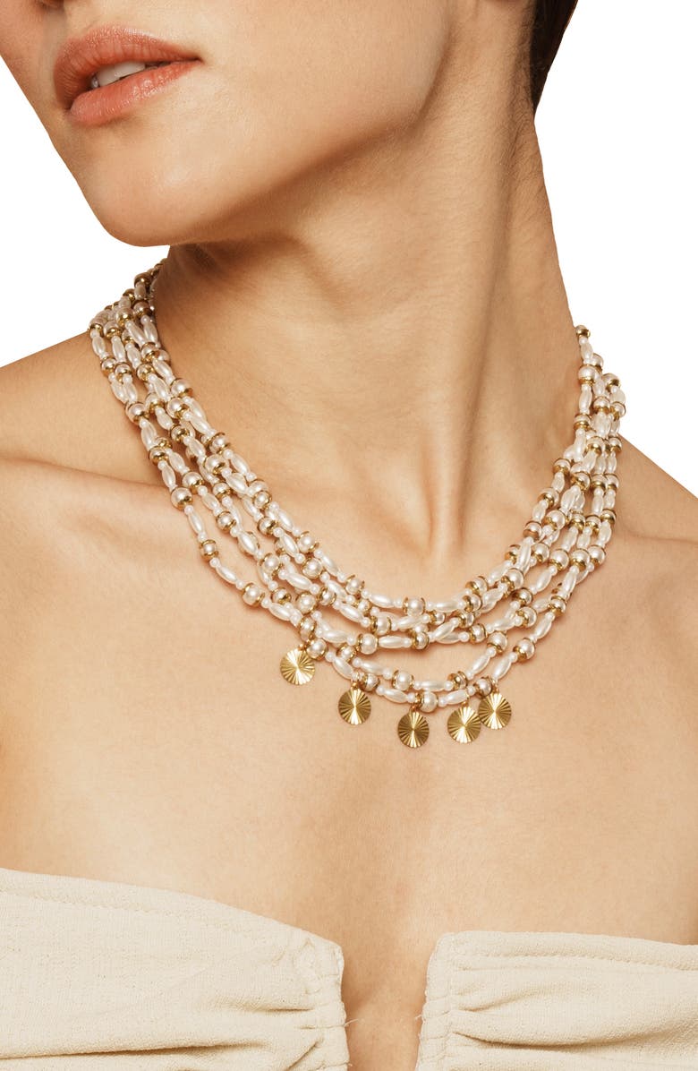 Deepa Gurnani Saravia Beaded Necklace, Alternate, color, Ivory