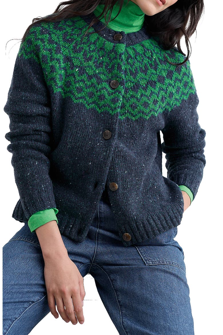 Port Kinnis Fair Isle Merino Wool Blend Cardigan, Main, color, WAG TAIL MARITIME HEDGEROW