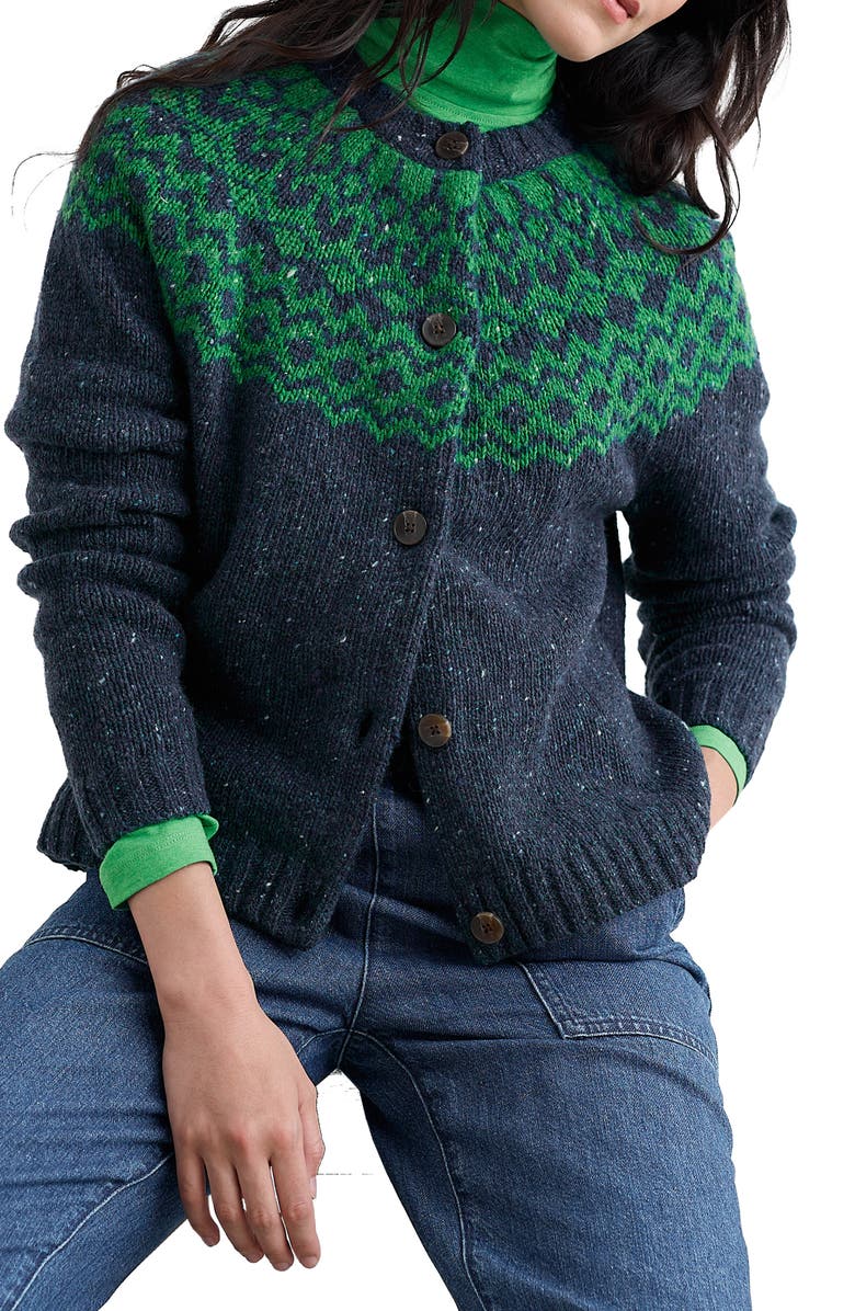 Seasalt Cornwall Port Kinnis Fair Isle Merino Wool Blend Cardigan, Main, color, Wag Tail Maritime Hedgerow