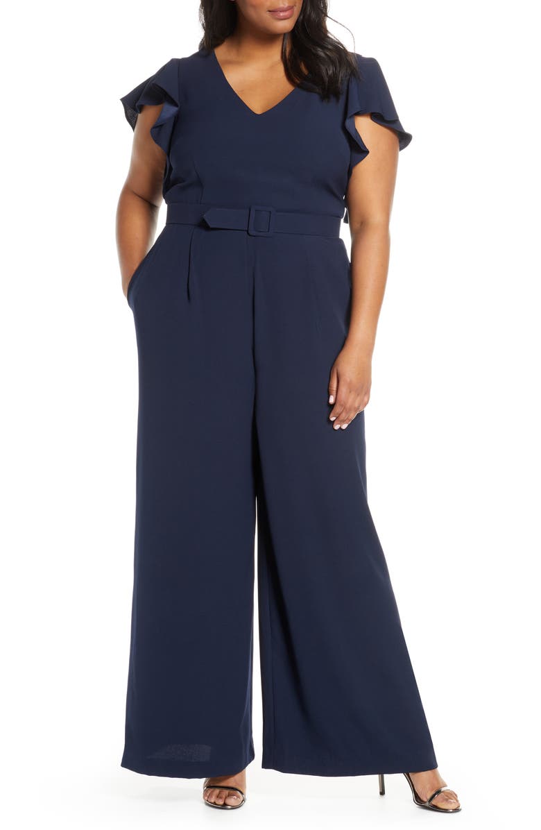 Eliza J Flutter Sleeve Jumpsuit, Main, color,