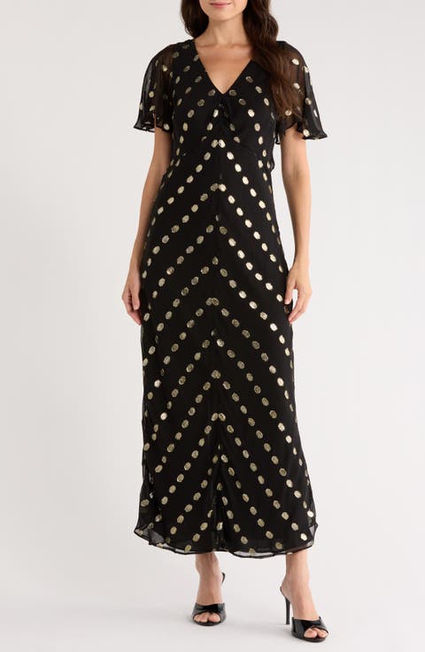 Metallic Dot Tie Back Maxi Dress