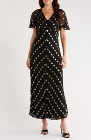 Halogen® Metallic Dot Tie Back Maxi Dress