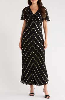Halogen® Metallic Dot Tie Back Maxi Dress