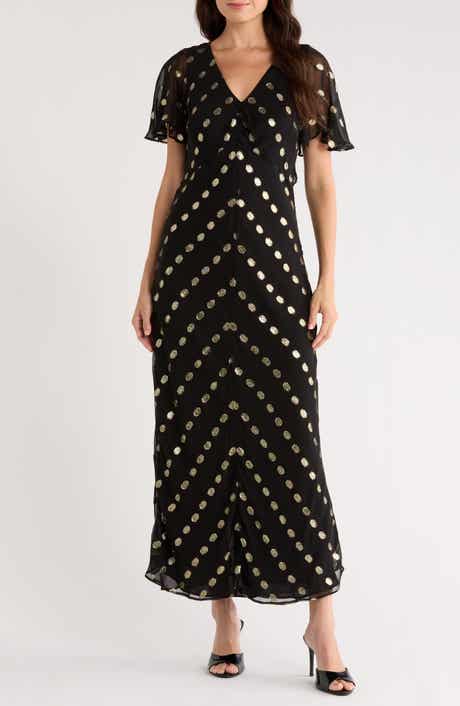 Halogen® Metallic Dot Tie Back Maxi Dress