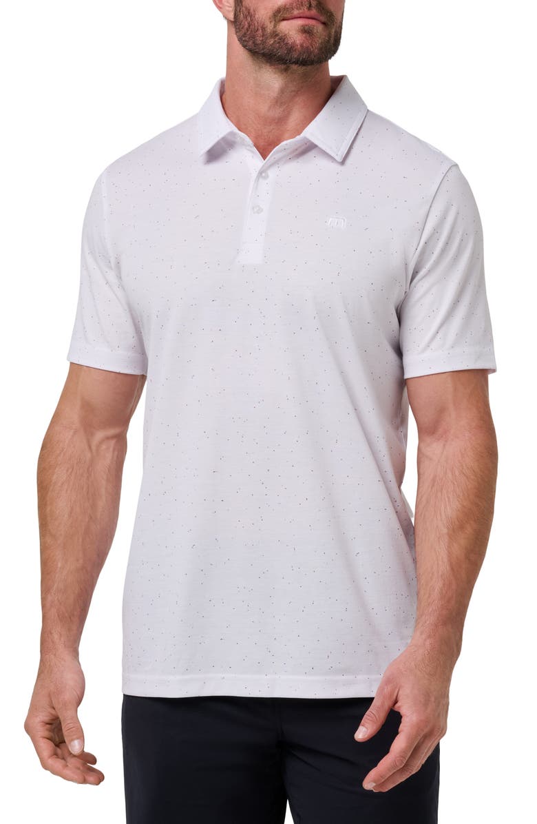 TravisMathew Special Trip Ditsy Cotton Blend Polo, Main, color, White