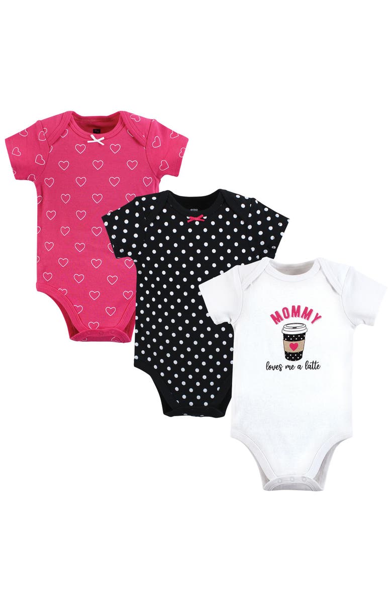 Hudson Baby Three-Piece Set of Cotton Bodysuits, Main, color, Mommy Latte