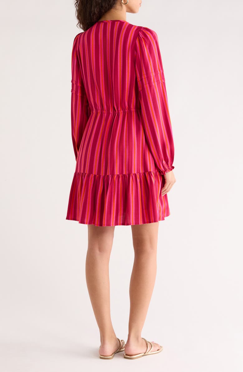SUGARLIPS Clarisa Stripes Lomie Long Sleeve Minidress, Alternate, color, Fuchsia-Orange
