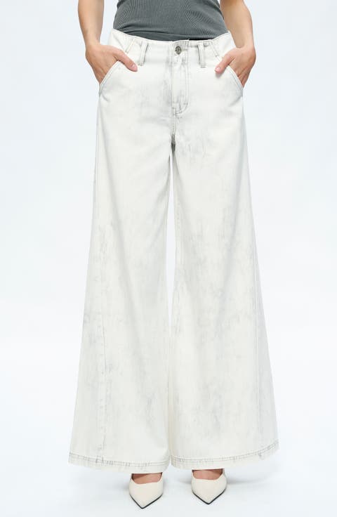 Jeremy Wide Leg Jeans (Ivory)