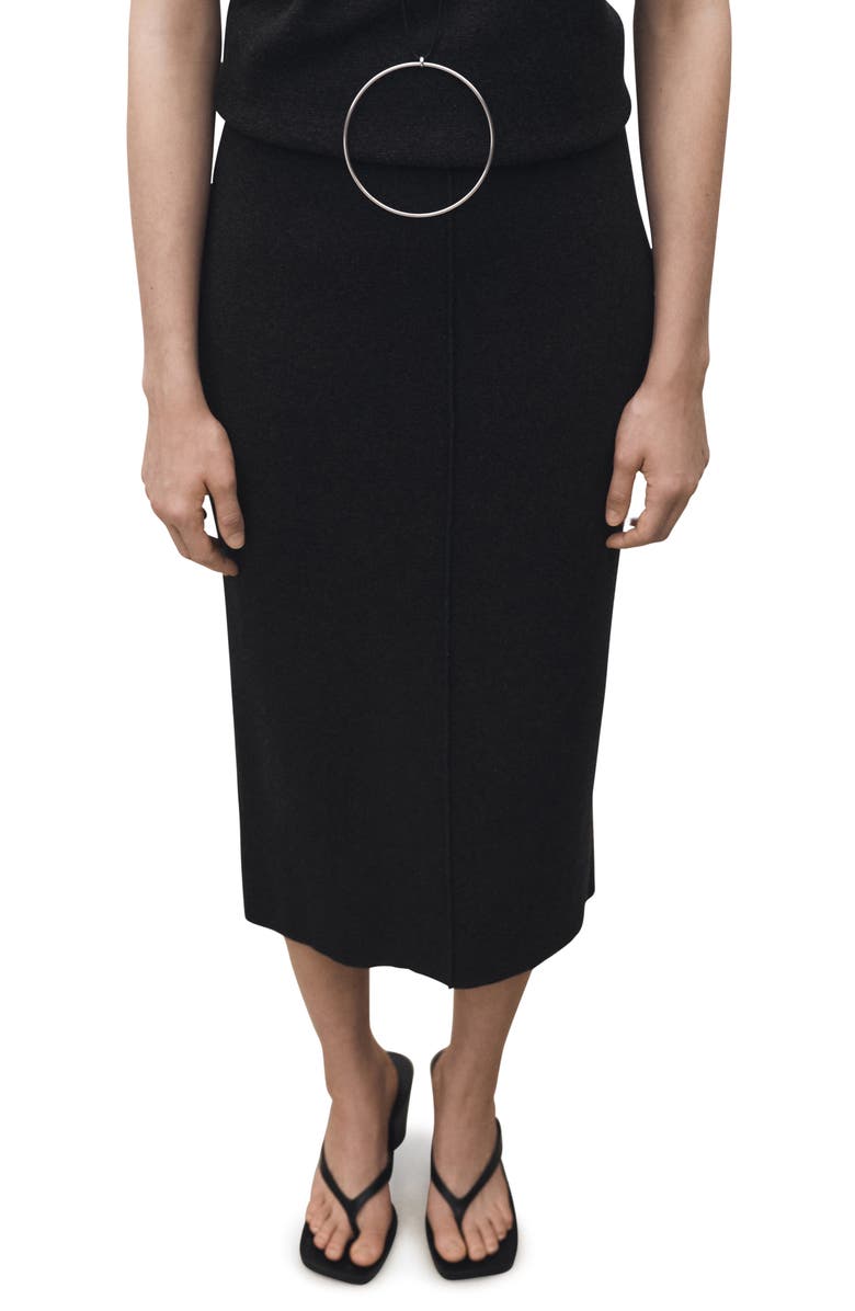 MANGO Wool & Cotton Midi Skirt, Main, color,