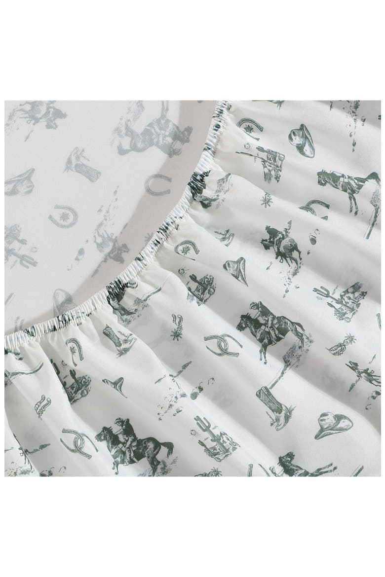 Cowboy Rodeo Print Microfiber Sheet Set, Alternate, color, MEDIUM / DARK GREEN