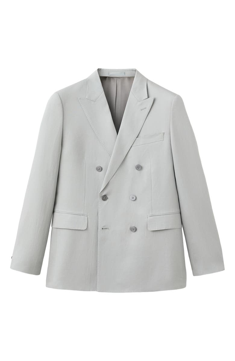 MANGO Amalfi Linen Slim Fit Double Breast Blazer, Alternate, color, Grey