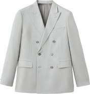 MANGO Amalfi Linen Slim Fit Double Breast Blazer
