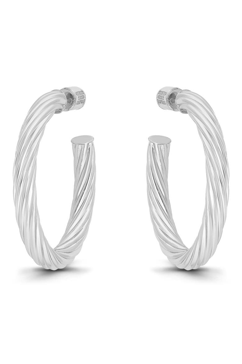 TWIST 30MM OVAL HOOP EARS, Main, color, SILVER