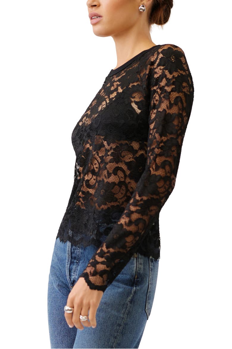 Marlena Floral Lace Top, Alternate, color, BLACK