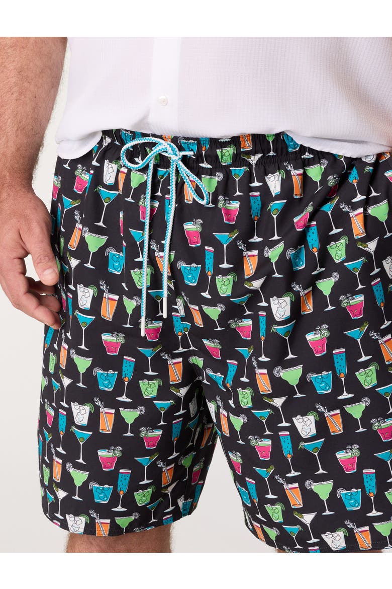 Big & Tall Cocktails Swim Trunks, Alternate, color, BLACK MULTI