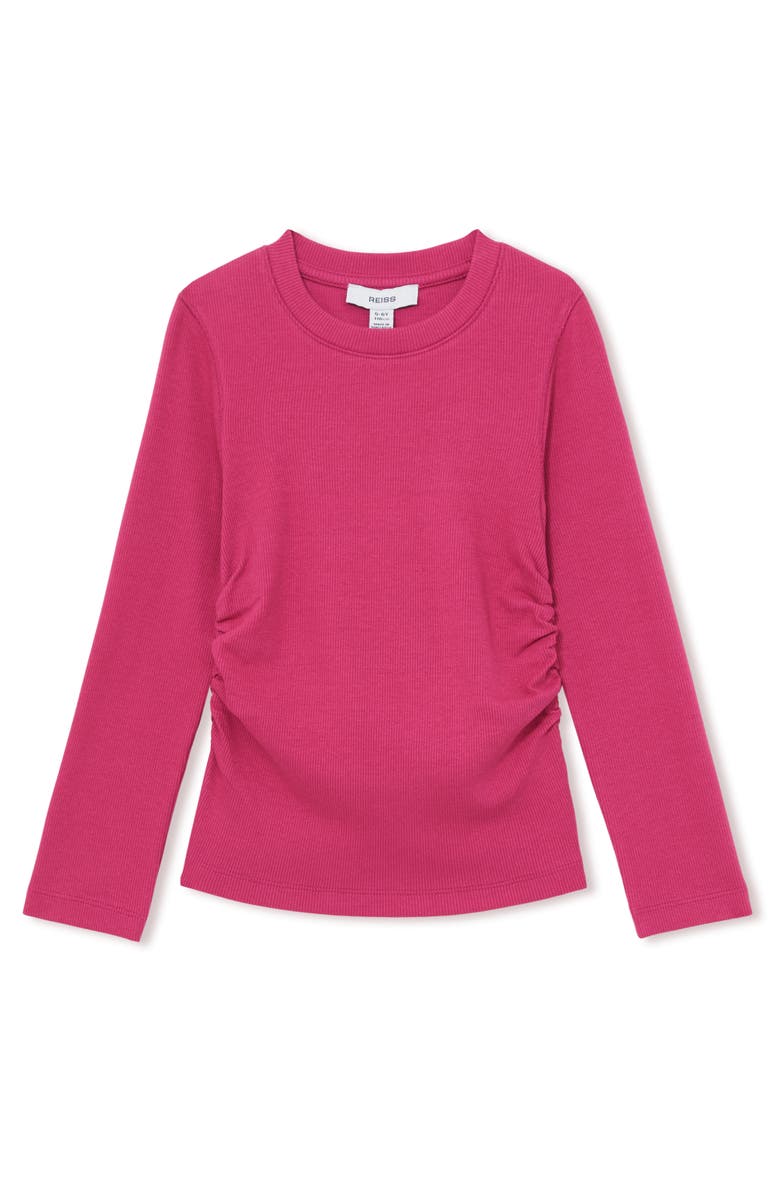 Reiss Kids' Trina Ruched Rib Sweater, Main, color, Berry