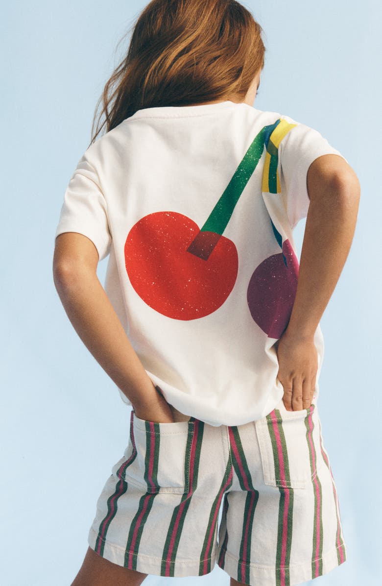 Mini Boden Kids' Cherry Cotton Graphic T-Shirt, Alternate, color, Soft Ivory Cherries