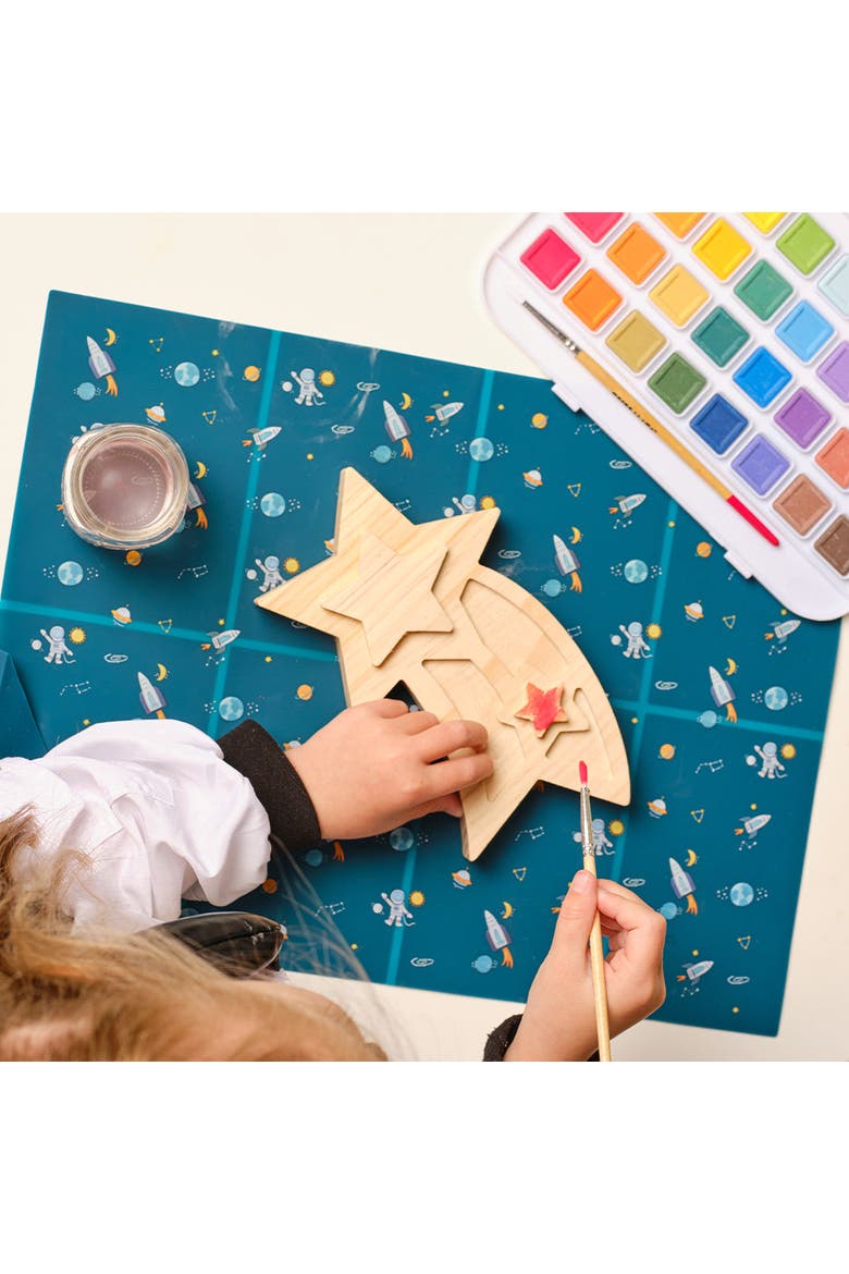 Silicone Foldable Placemat, Alternate, color, Space Galaxy Blue