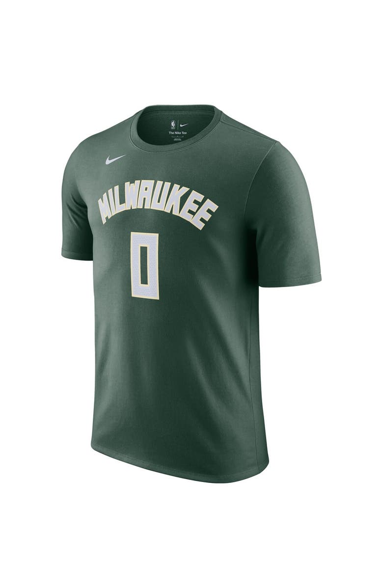 Nike Men's Nike Damian Lillard Hunter Green Milwaukee Bucks Name & Number T-Shirt, Alternate, color,