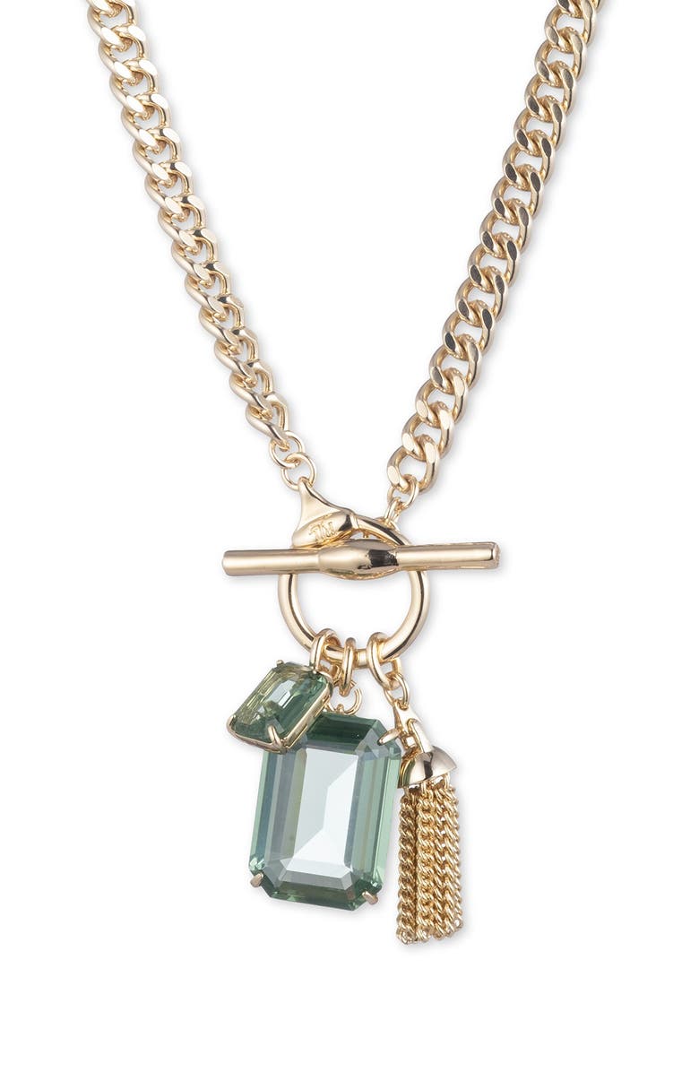 Lauren Ralph Lauren Erinite Charm Toggle Necklace, Main, color, Green