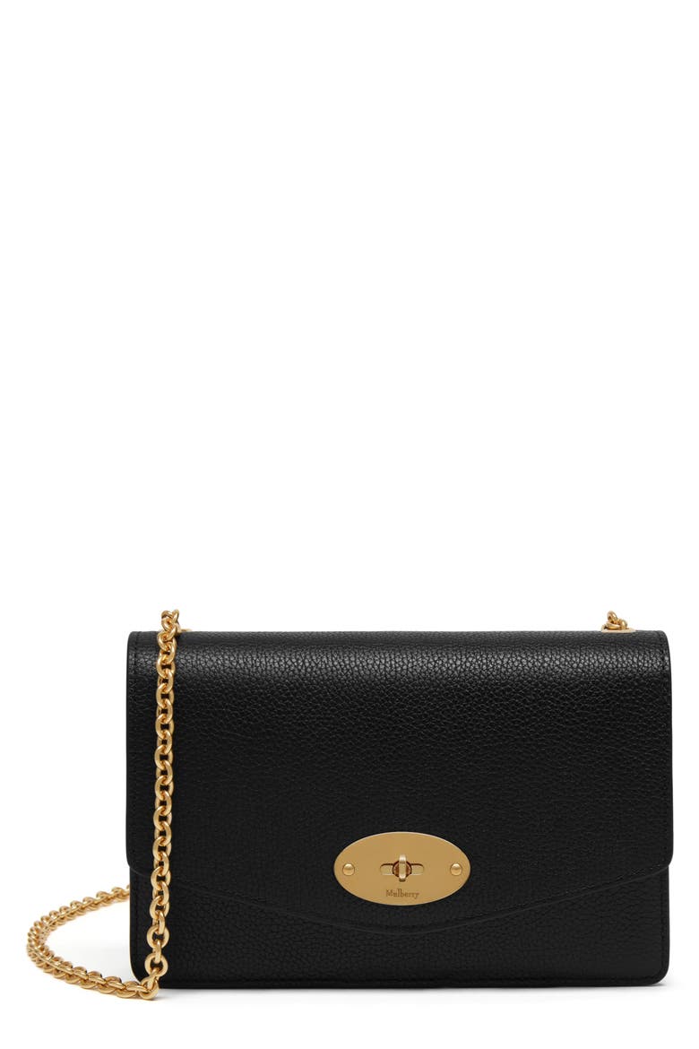 Small Darley Leather Clutch, Main, color, BLACK