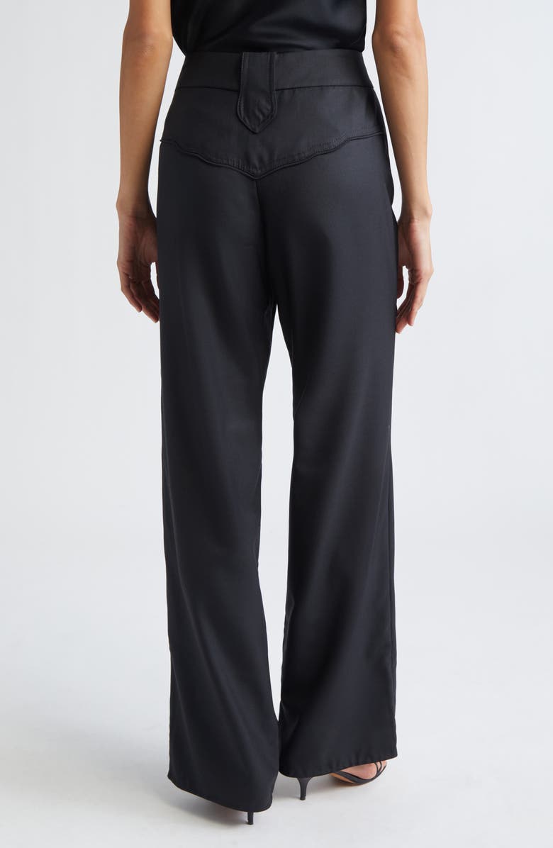 Johanna Ortiz Cascade Ruffle Wool Tea Pants, Alternate, color, Black