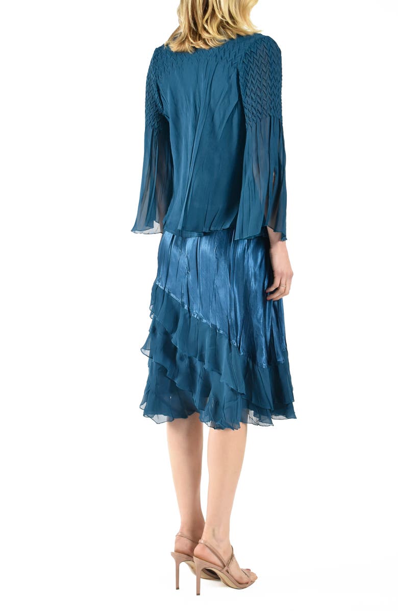Komarov Ruffle Tiered Chiffon & Charmeuse Cocktail Dress with Jacket, Alternate, color,