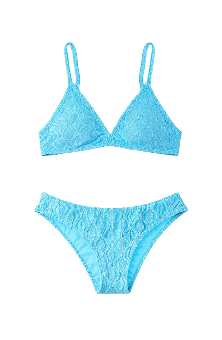 Limeapple Terry Triangle Bikini Swimsuit, Main, color, Turquoise