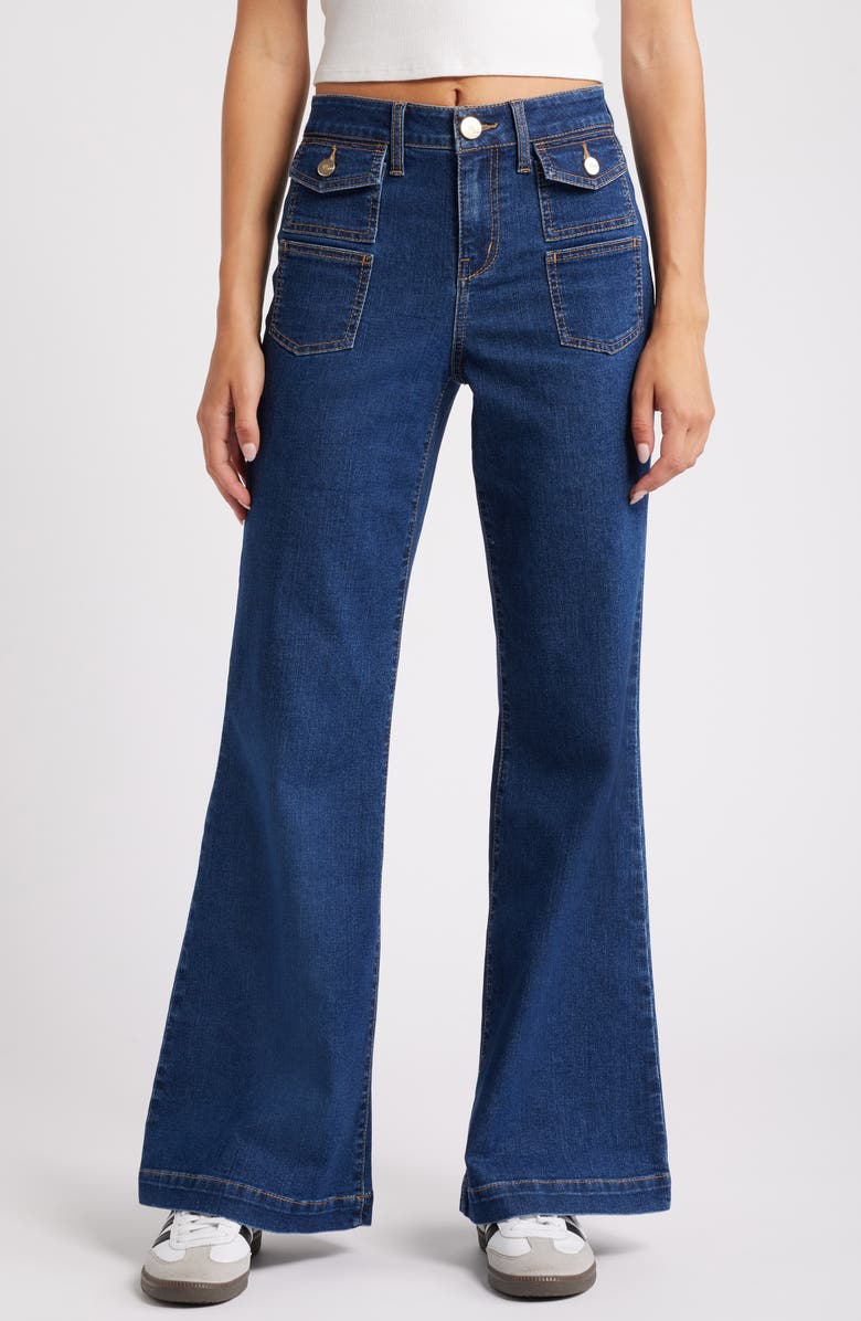 1822 Denim Belle Patch Pocket Flare Jeans | Nordstrom
