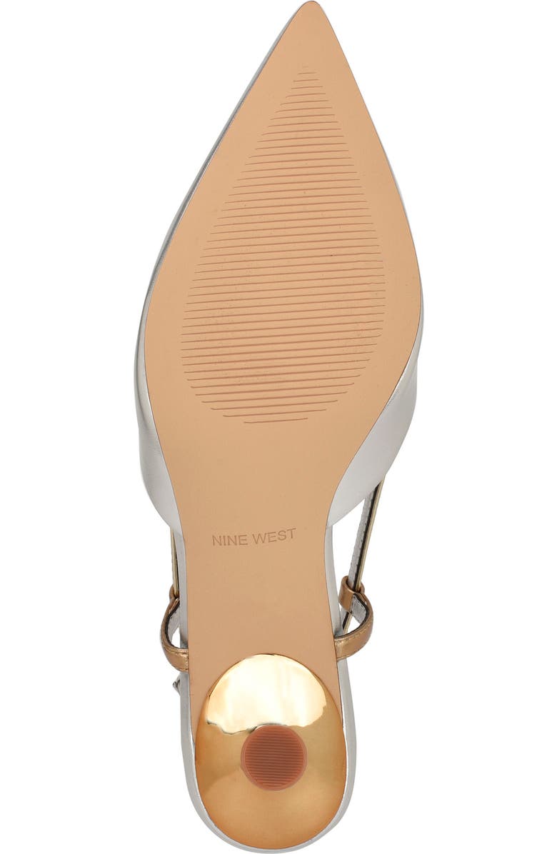 Nine West Rhonda Slingback Pointed Toe Kitten Heel Pump, Alternate, color, Silver/Gold