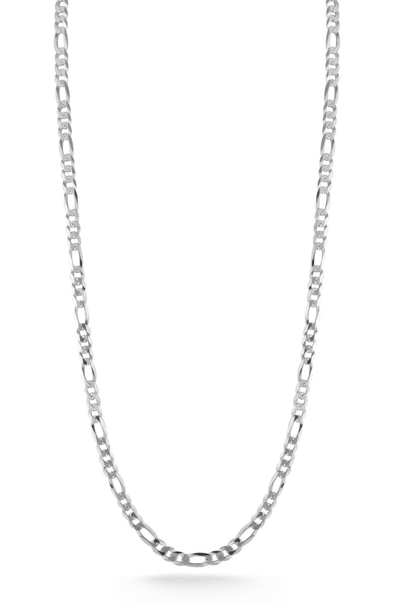 GLAZE JEWELRY Sterling Silver Figaro Chain Necklace, Main, color, Silver