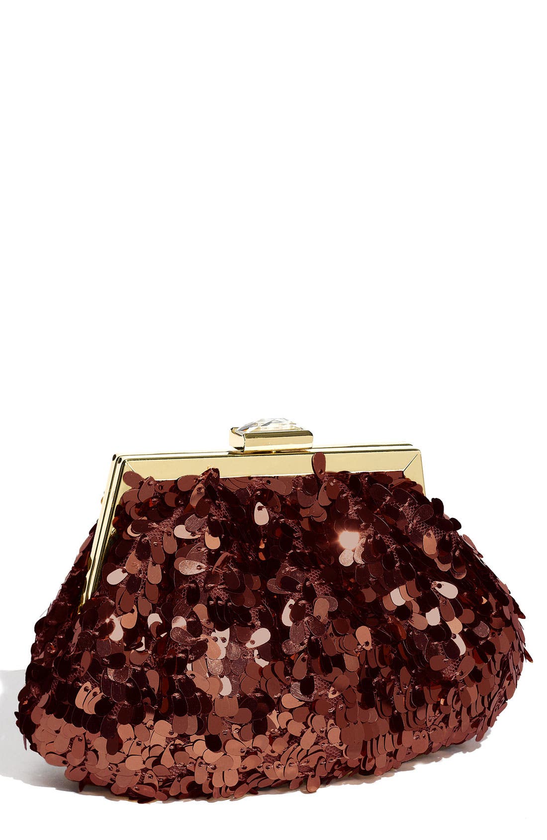 Sequin Pouch Clutch, Main, color, BRONZE