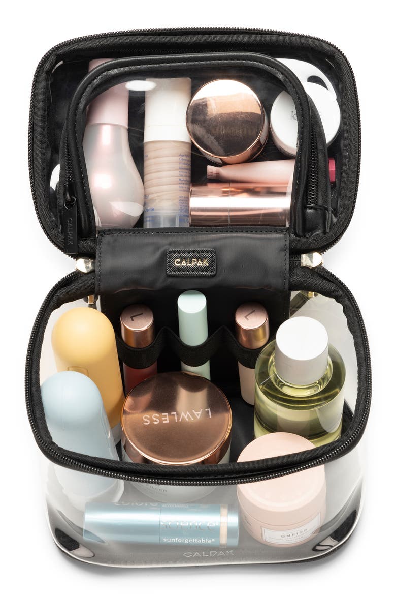 Clear Train Case, Alternate, color, BLACK