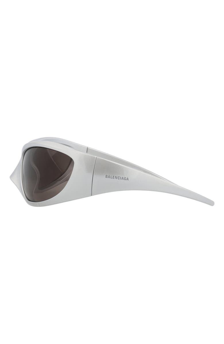 Balenciaga 80mm Wraparound Sunglasses, Alternate, color, Silver Silver Grey