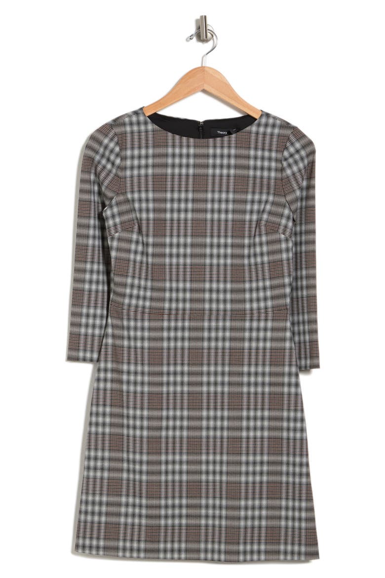 Kamillina Plaid Stretch Wool Shift Dress, Alternate, color, MULTI