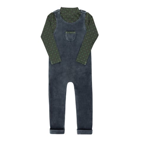 Velour Plaid Bear Collection - Overalls and Turtleneck (Toddler)