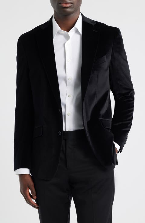 Black Textured Stretch Cotton Sport Coat
