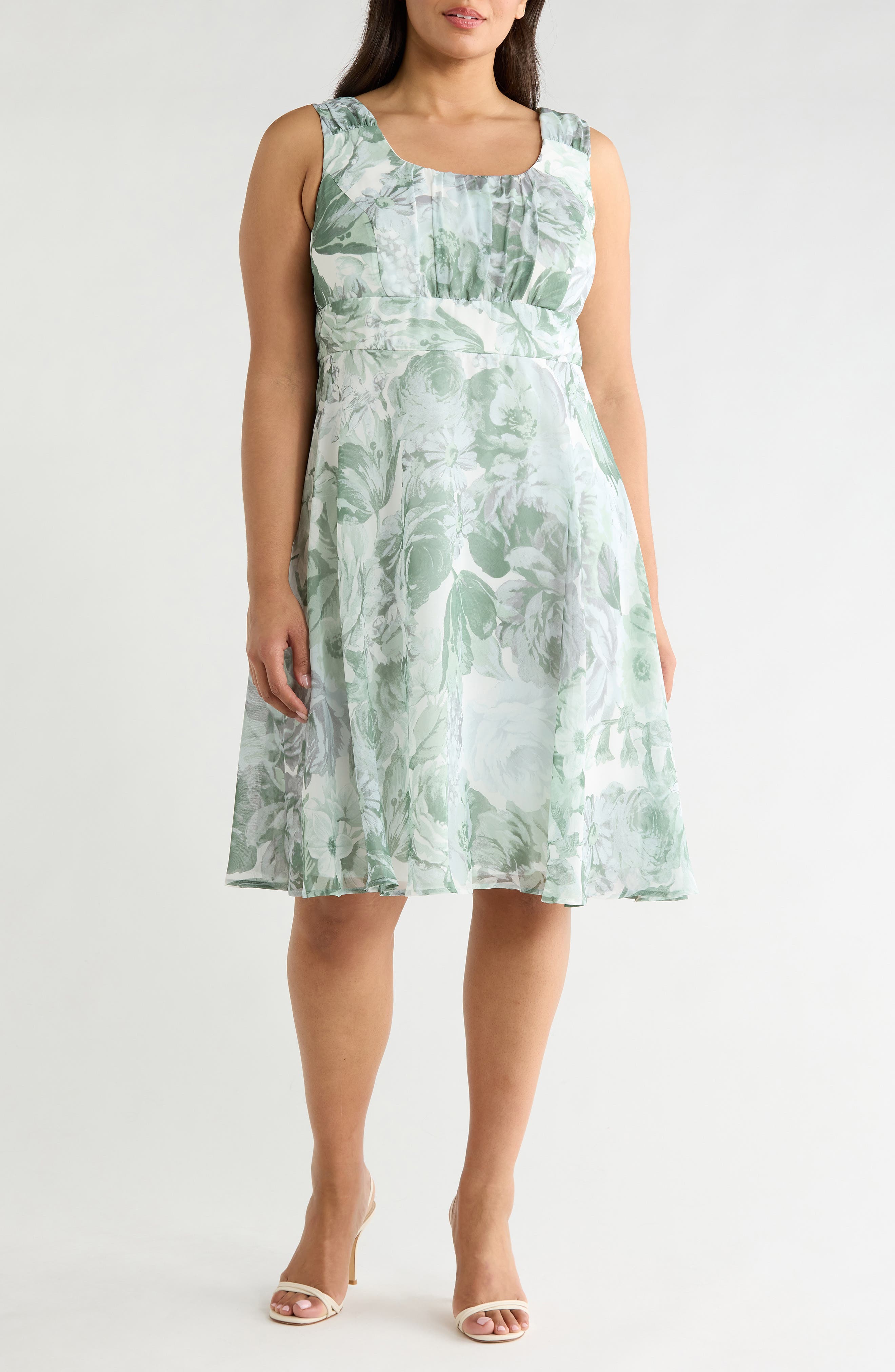 Connected Apparel Ruched Chiffon Midi Dress