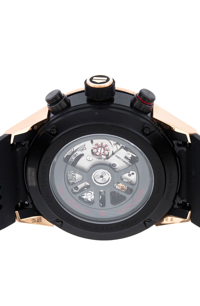 Watchfinder & Co. Tag Heuer Preowned 2017 Carrera Chronograph Rubber Strap Watch, 45mm, Alternate, color, 